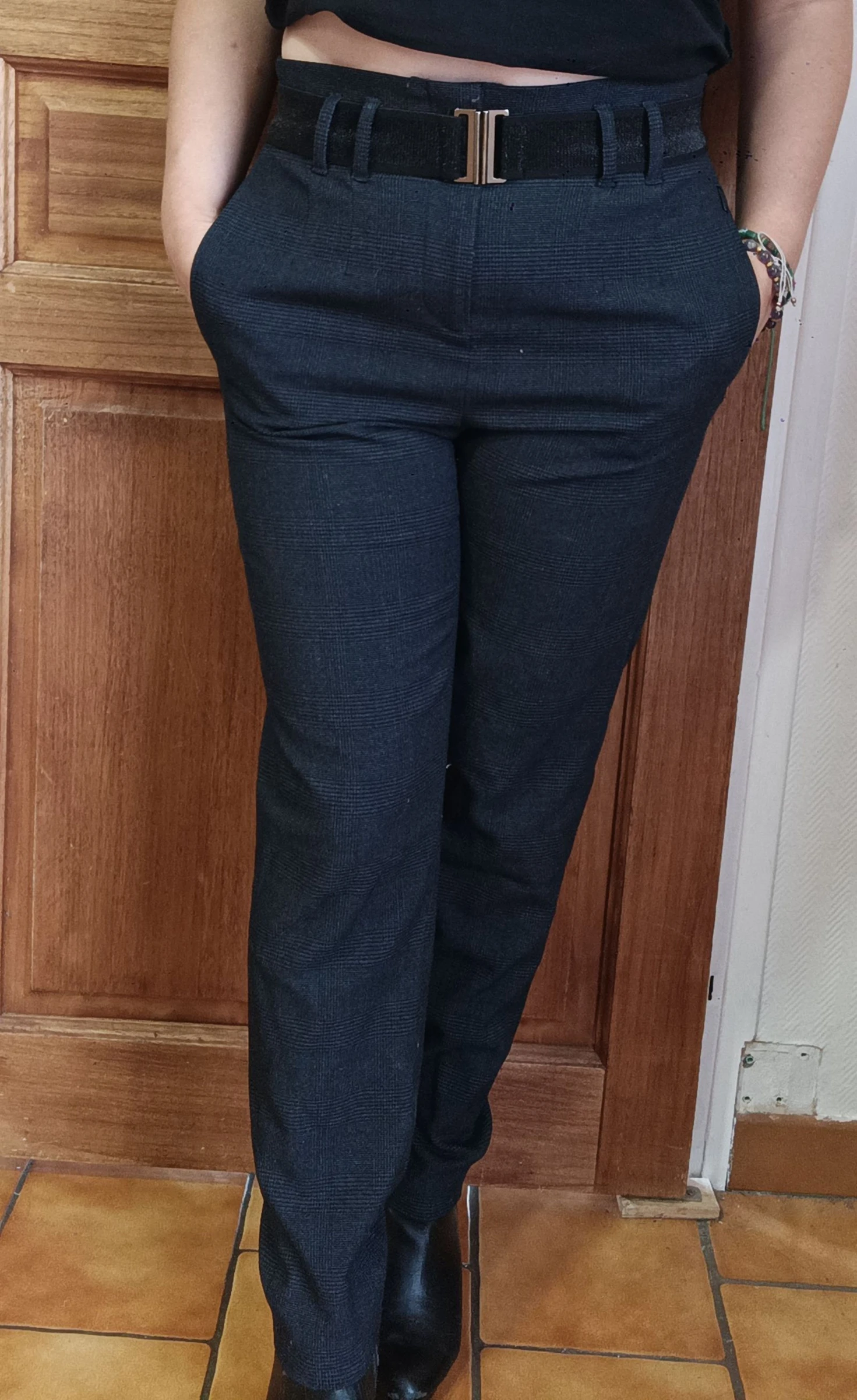 Pantalón de vestir cigarro con estampado y cinturón Elora XS – photo 2
